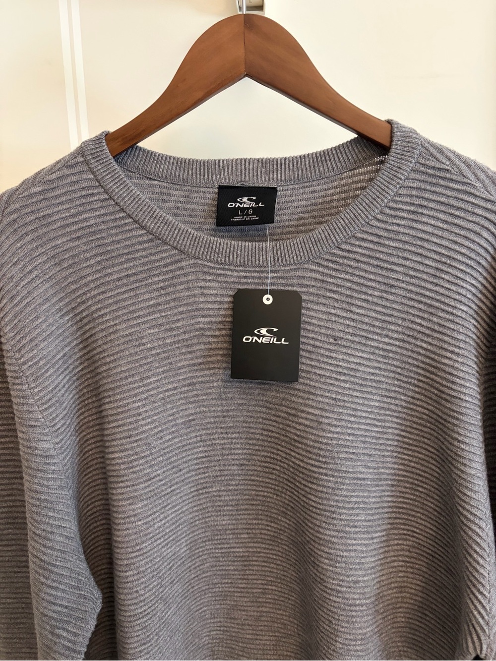 O'Neill Men's Grey Ribbed Crewneck Sweater